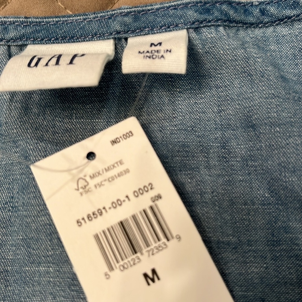 GAP Denim Puff Sleeve Button-Front Mini Dress/NWT/MEDIUM - Picture 13 of 14